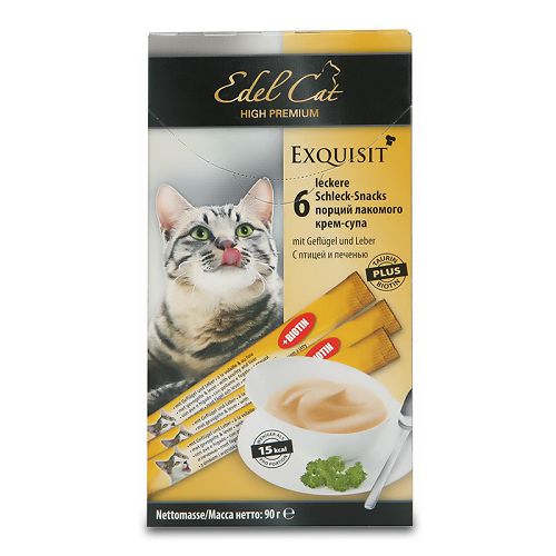 Крем-суп Edel Cat птица, печень для кошек, 6 шт.