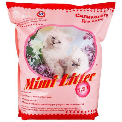 Mimi Litter Наполнитель силикагелевый для туалета котят, розовые гранулы