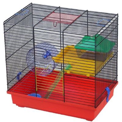 Клетка INTER ZOO TEDDY LUX I для грызунов, пластиковый комплект, цветная, 430X280X385 мм