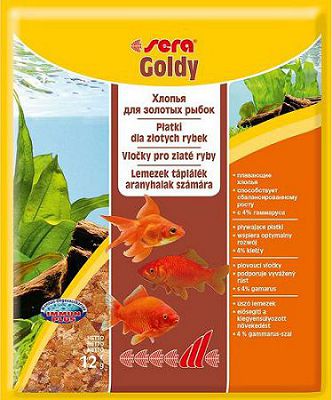 Основной корм Sera GOLDY для мелких золотых рыб, хлопья 12 г