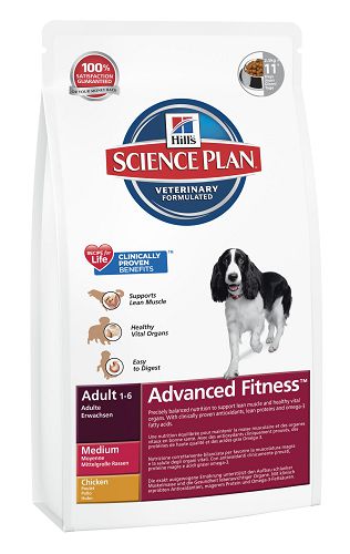 Корм Hill's Science Plan Adult Advanced Fitness Medium для взрослых собак средних пород, с курицей
