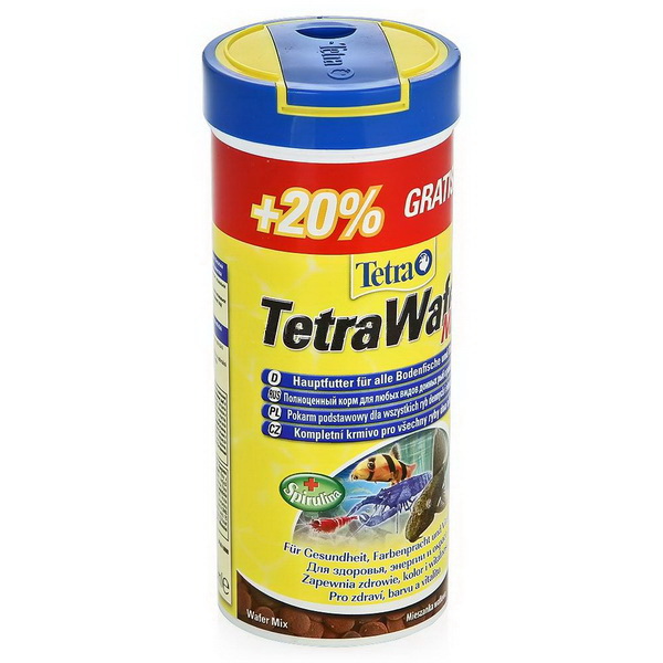 TetraWafer Mix корм для травоядных, хищных и донных рыб с добавлением креветок, смесь пластинок 300 мл от интернет-магазина STELLEX AQUA