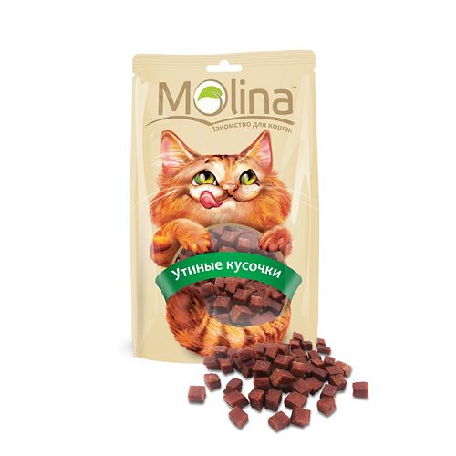 Лакомство Molina "Утиные кусочки" для кошек, 80 г