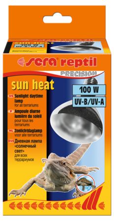 Лампа Sera Reptil Sun Heat солнечного спектра для интенсивного тепла, 100 Вт