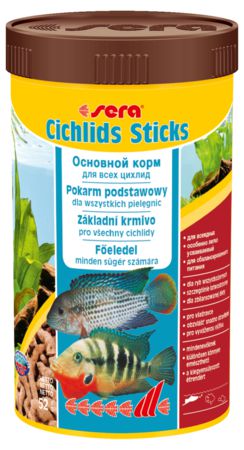 Основной корм Sera CICHLIDS STICKS для крупных цихлид, палочки 250 мл