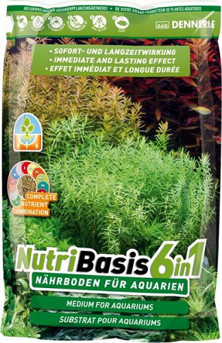Субстрат питательный Dennerle NUTRIBASIS 6in1 для аквариумных растений, пакет 4,8 кг