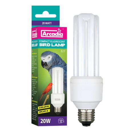 Лампа полноспектральная Arcadia Bird Compact 2,4% UVB, Е27, 20 Вт