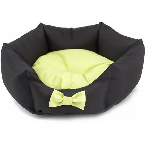COMFY Лежанка LOLA шестигранная черная с зеленой подушкой, 55 см