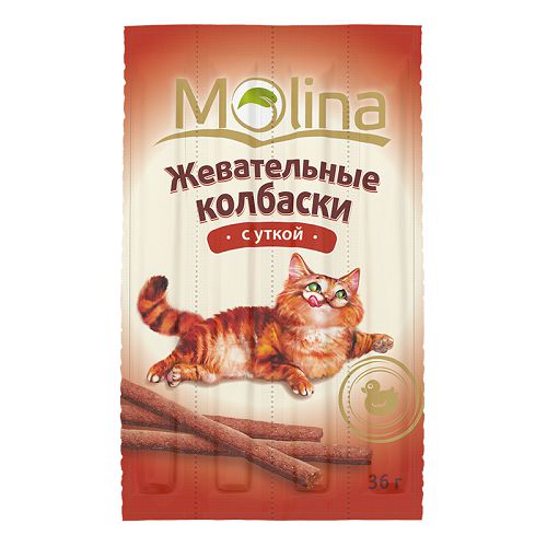 Жевательные колбаски Molina "С уткой" для кошек, 36 г