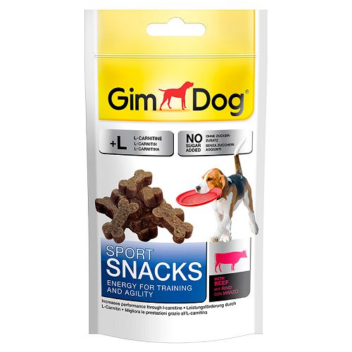 Лакомство Gimdog "Sportsnacks" дрессировочное для собак, говядина+L-карнитин, 60 г