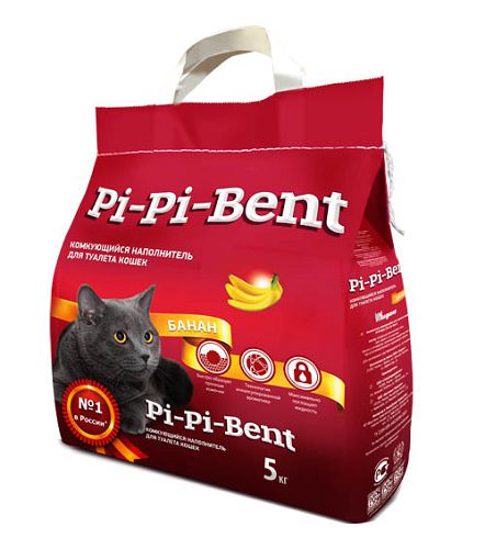 Наполнитель Pi-Pi-Bent Банан комкующийся для кошачьего туалета, 5 кг
