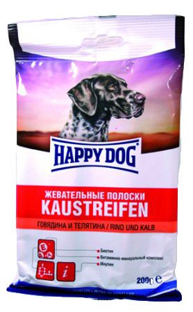 Жевательные полоски HAPPY DOG говядина, телятина для собак, 200 г