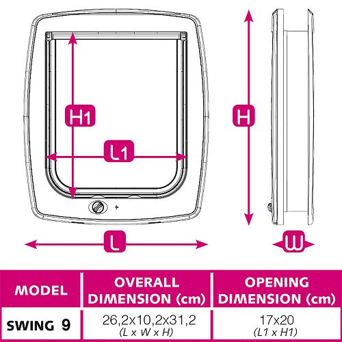 Двери Ferplast SWING 9 для собак и кошек, 26,2x10,2x31,2 см