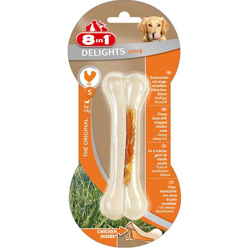 8in1 Delights Bone Strong твердая жевательная коcточка для собак, с куриным мясом