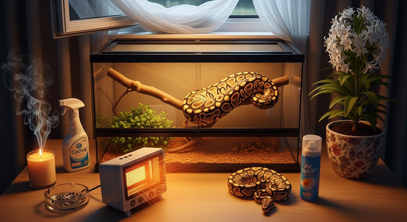 Ошибки новичка: 5 вещей, которые нельзя ставить рядом с террариумом для змеи (от сквозняков до запахов).