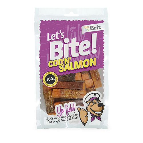 Лакомство Brit Let's Bite Cod n´Salmon "Треска и лосось" для собак, 80 г