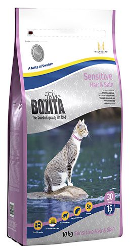 Корм BOZITA Feline Sensitive Hair&Skin 30/15 для здоровой кожи и шерсти кошек