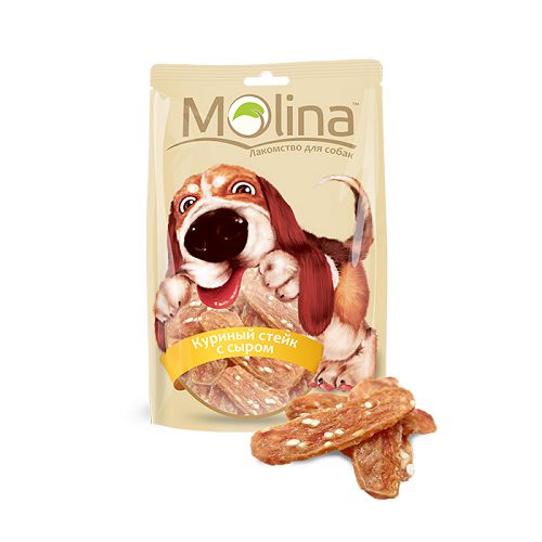 Лакомство Molina "Куриный стейк с сыром" для собак, 80 г