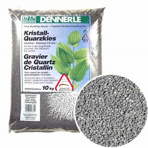 Аквариумный грунт Dennerle CRYSTAL QUARTZ GRAVEL, гравий 1-2 мм, темно-серый, 10 кг