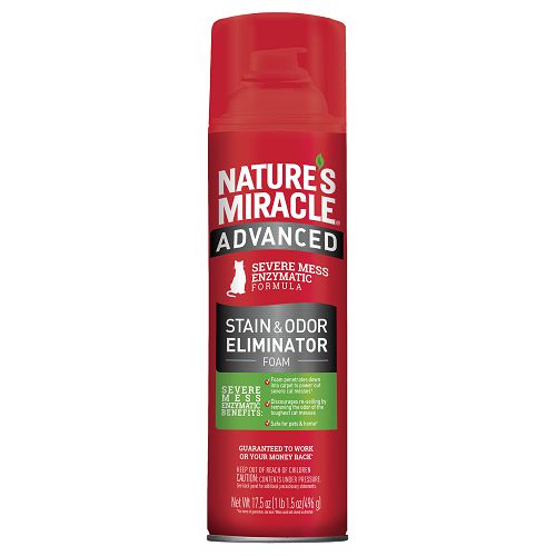 Пена-аэрозоль Natures Miracle Cats Advanced  Stain & Odor Eliminator с усиленной формулой от кошачьих запахов и пятен, 518 мл