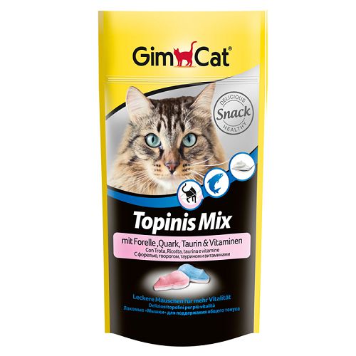 Лакомство Gimcat "Topinis" витаминное для кошек, таурин, форель, творог, мышки 40 г