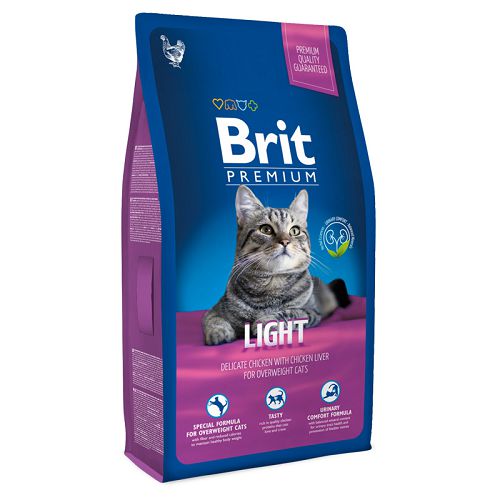 Корм Brit Premium Cat Light для кошек, склонных к излишнему весу, курица и печень