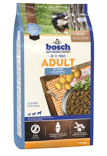 Корм Bosch Adult Fish&Potato для взрослых собак, рыба с картофелем