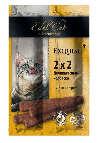 Мини-колбаски Edel Cat Утка, Сыр для кошек, 4 шт.