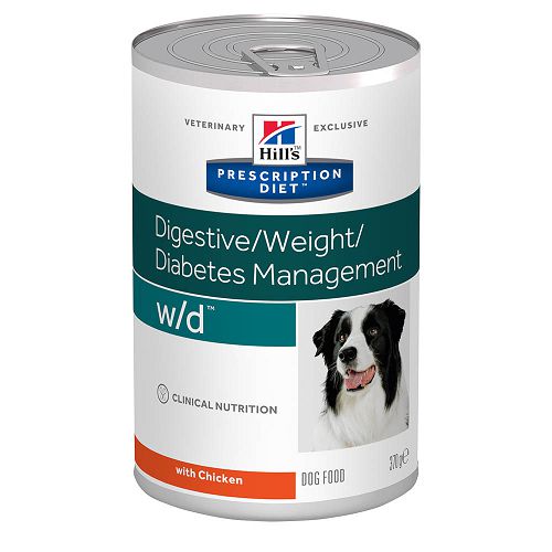Диета Hill`s Prescription Diet w/d для собак при сахарном диабете, запорах, колитах, 370 г