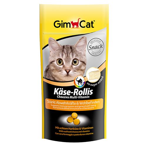 Лакомство Gimcat "Käse-Rollis" мультивитаминное для кошек, сырные шарики 40 г