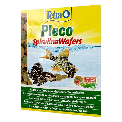 Корм TetraPleco Spirulina/Multi Wafers для крупных растительноядных донных рыб, пластинки 15 г