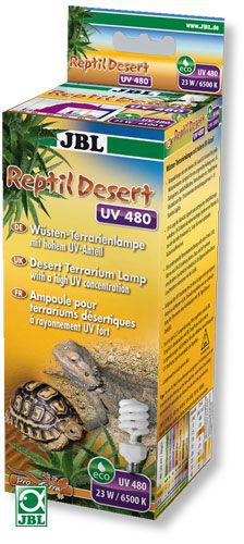 Энергосберегающая лампа JBLReptilDesert UV 480 с очень высоким уровнем UV-A и UV-B для пустынных террариумов, 23 Вт