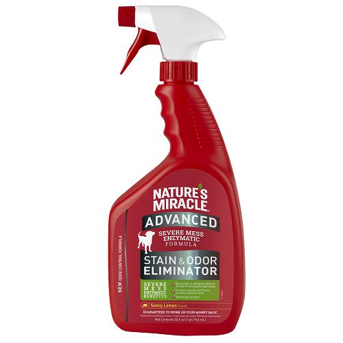 Спрей Natures Miracle Advanced Dog Stain & Odor Eliminator Sunny Lemon с усиленной формулой от пятен и запахов для собак, лимон, 946 мл