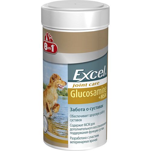 8in1 Excel Glucosamine + MSM кормовая добавка для суставов собак, 55 табл.