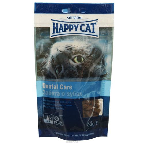 Лакомство HAPPY CAT подушечки Профилактика зубного камня, 50 г
