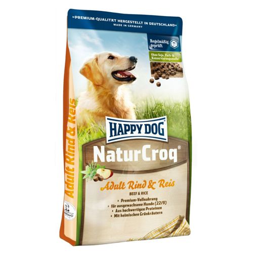 Корм HAPPY DOG Premium NaturCroq для собак всех пород, говядина и рис, 15 кг