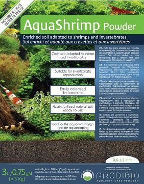 Грунт Prodibio AquaShrimp Powder для креветок и беспозвоночных, 0,6-1,2 мм, 3 л