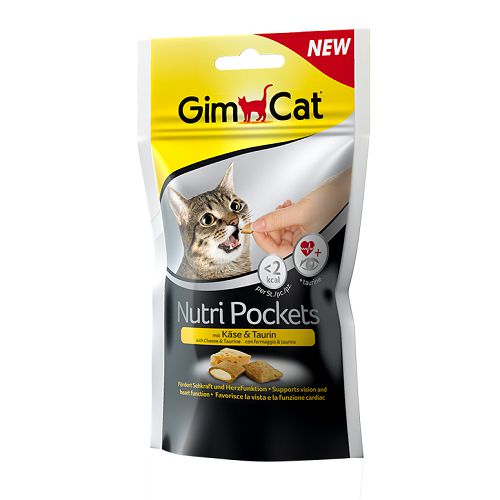 Подушечки Gimcat "NutriPockets" для кошек, сыр и таурин, 60 г