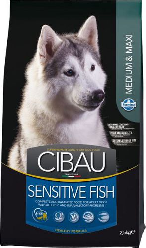 Корм FARMINA Cibau Sensitive Fish Medium&Maxi для взрослых собак медиум и макси, рыба