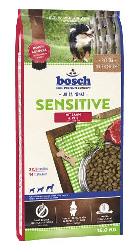 Корм Bosch Sensitive Lamb&Rice для взрослых собак, склонных к аллергии, ягненок и рис
