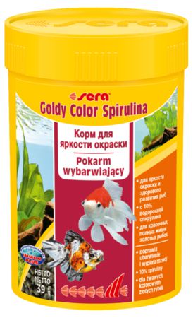 Основной корм Sera GOLDY Color Spirulina для яркой окраски золотых рыб, гранулы 100 мл