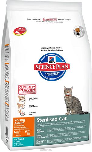 Корм Hill's Science Plan Sterilised Cat Young Adult Тунец для кастрированных котов и стерилизованных кошек до 6 лет