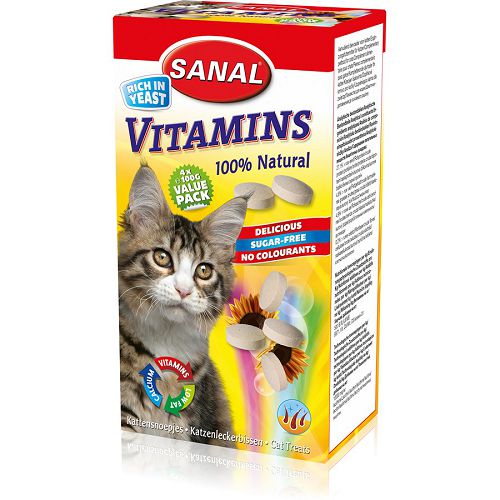 Витаминное лакомство SANAL ВИТАМИН для кошек, содержит В1, В2, В6, В12, 400 г