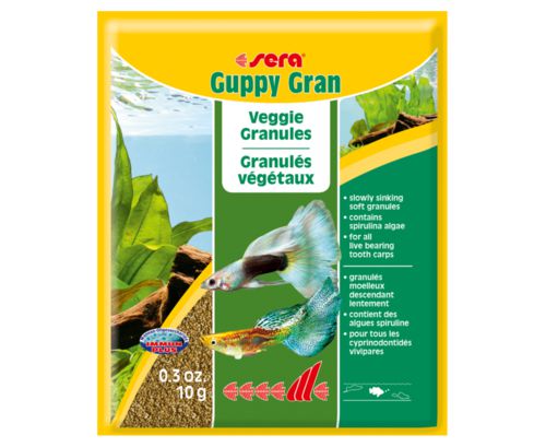 Растительный корм Sera Guppy Gran для рыб, гранулы, гранулы 10 г