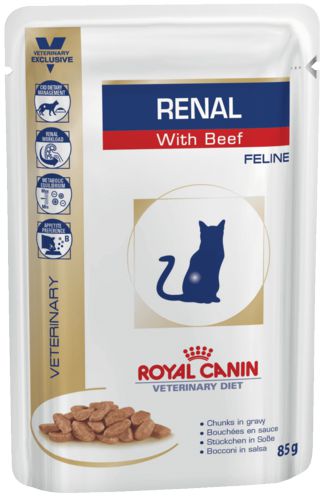 Диета Royal Canin RC VET RENAL FELINE Говядина для кошек с почечной недостаточностью, 85 г