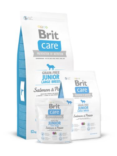 Корм Brit Care Salmon&Potato Junior LargeBreed для юниоров крупных пород, лосось и картофель