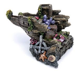 Декор Penn Plax половина затонувшего корабля, нос, большой