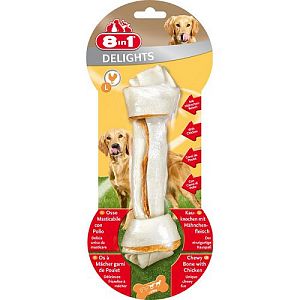 8in1 Delights Bone Курица жевательная коcточка для собак, обернутая сыромятной кожей