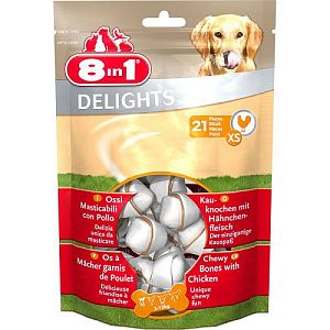 8in1 Delights Bone Курица жевательная коcточка для собак, обернутая сыромятной кожей