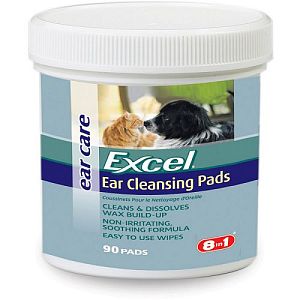 8in1 Excel Ear Cleansing Pads Гигиенические салфетки для ушей кошек и собак, 90 шт.